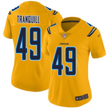 Los Angeles Chargers NFL Football Drue Tranquill Gold Jersey Women Limited  #49 Inverted Legend->los angeles chargers->NFL Jersey